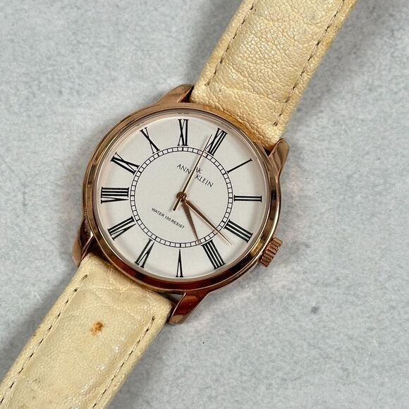 Anne Klein Accessories - Anne Klein Watch Womens 36mm Gold Tone Beige Leather Band Classic New Battery